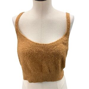 REFORMATION Fuzzy Knit Cropped Tank Top Brown Camel Colorway - Size‎ L